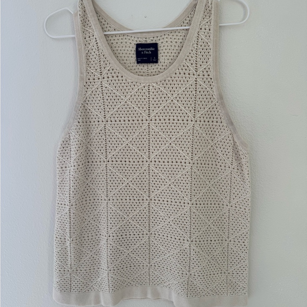 Abercrombie & Fitch Cream Crochet Tank Top size Small